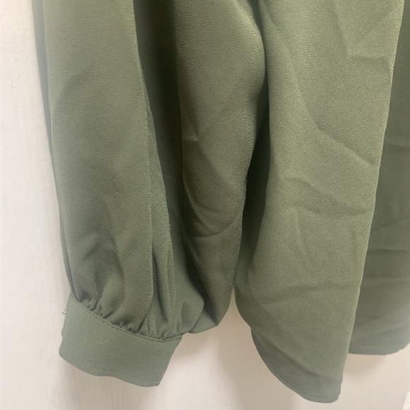 LOFT Square Neck Peasant Blouse - L Olive Green - Picture 6 of 6